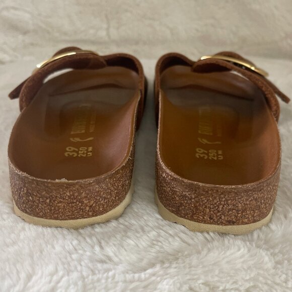 Birkenstock Womens MADRID BIG BUCKLE Cognac Brown Oiled Leather Sandals 39 /8 N - Picture 8 of 15
